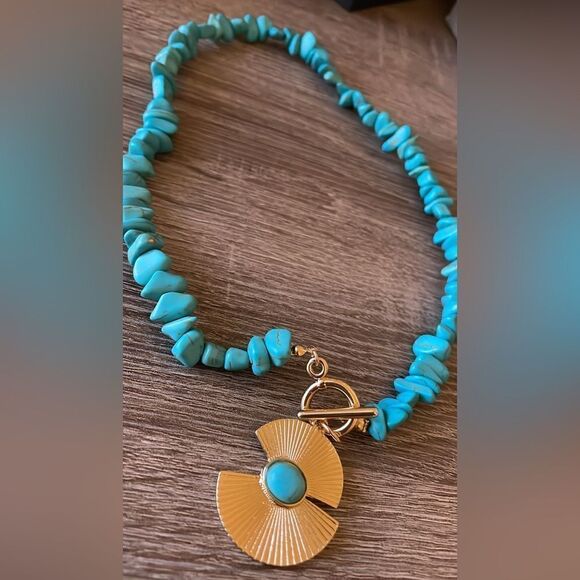 Torquiest stone color necklace A294 - Picture 4 of 5